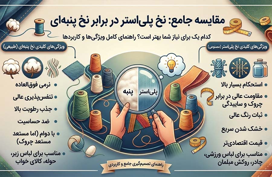 نخ پلی استر یا نخ پنبه‌ای؛ کدام گزینه برای شما مناسب‌تر است؟