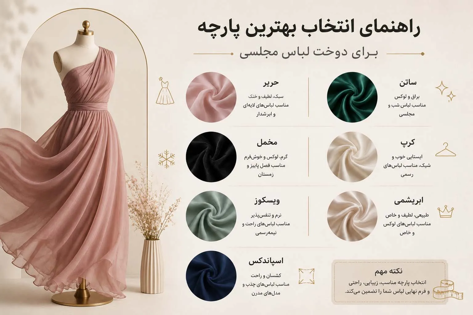 بهترین پارچه برای دوخت لباس مجلسی