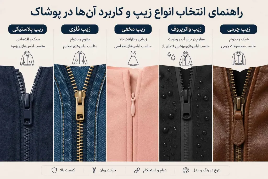 راهنمای انتخاب انواع زیپ پوشاک و کاربرد
